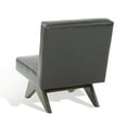 thumbnail image 6 of SAFAVIEH Couture Deasha Modern Vegan Leather Solid Accent Chair, Black/Walnut, 6 of 8
