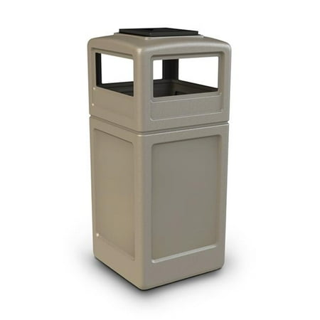 Commercial Zone Products 73300299 42-gallon Square Waste Container with Ashtray Dome Lid Beige