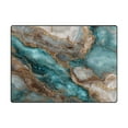 thumbnail image 2 of Area Rug Indoor 80"x58"in Non-Slip Wear Resistant Floor Mats Soft Large Carpets for Living Room Bedroom Home Decor Turquoise and Gold Marble, 2 of 7