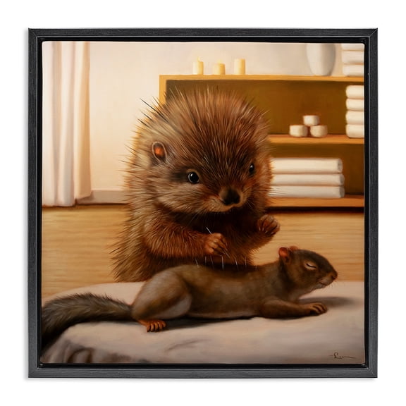 Stupell Industries Acupuncture Spa Animals Animals Painting Black Floater Framed Canvas Art Print Wall Art, 18 x 18