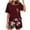 Wine, variant on MuZeFu Pajamas for Women under 10 Dollars Women's Fashionable Casual Print Home Short Sleeved Round Neck Pajama Top With Pants Home Set Wine L