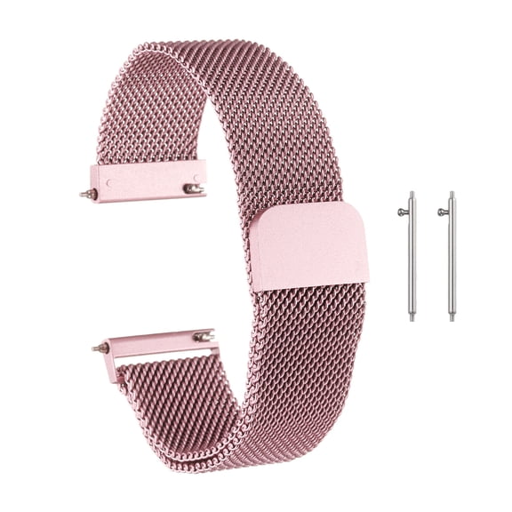 Uxcell Stainless Steel Mesh Watch Band 20mm Quick Release Metal Replacement Adjustable Watch Strap with Magnetic Buckle for Men Women, Rose Pink