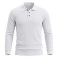 thumbnail image 5 of Aimik Polo Shirts for Men Long Sleeve Ribbed Texture Button Placket Casual Solid Shirts Fall Winter Lightweight Cozy Collared Tops, 5 of 6