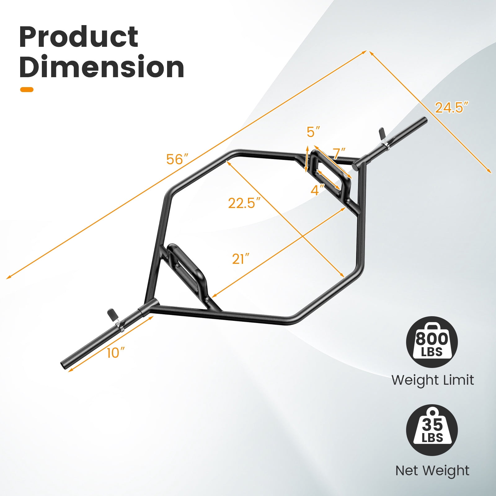 Gymax Heavy Duty Olympic Hex Trap Bar w/ Flat or Raised Knurled Handles for Squats