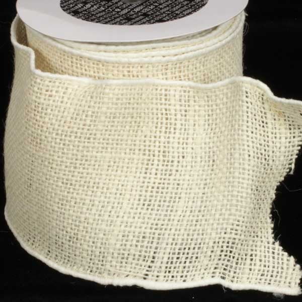 Beige Burlap Wired Craft Ribbon 5" x 10 Yards