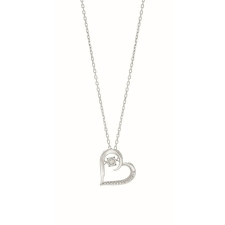Topaz Neck - Sterling Silver 0.03ct Dancing Diamond Sideways Heart Charm Pendant Neck 18