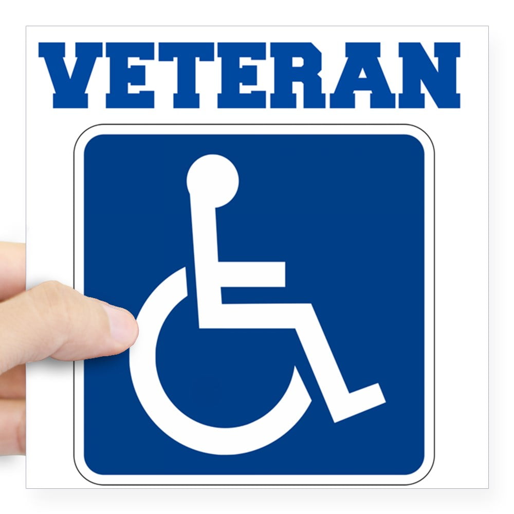 CafePress Disabled Handicapped Veteran Sticker Square Sticker 3" x