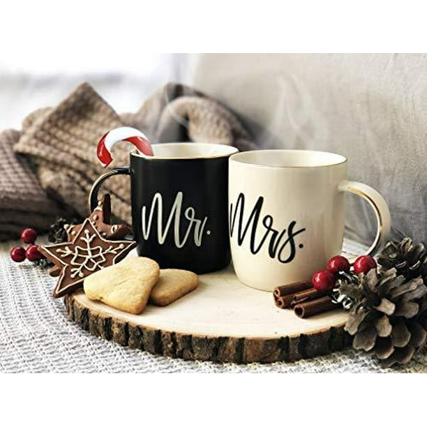 Triple Gifffted Mr and Mrs Mugs Gifts for The Couple, Wedding, Engagement,  Women, Him, Anniversary, Bride, Groom, Gift for Newlywed, Couples
