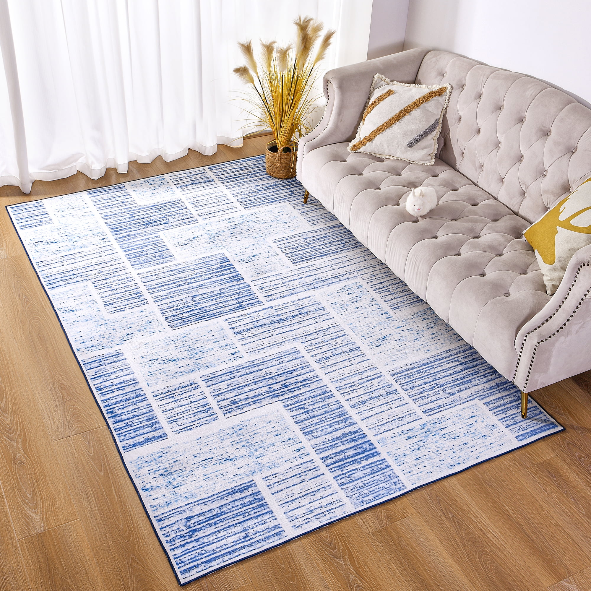 Lochas Soft Area Rug Fluffy Modern Flannel Rugs Floor Mat Carpet for Living Room Bedroom Home Decor,6'x9',Blue