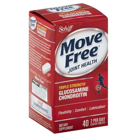 Move Free Triple Strength Glucosamine Chondroitin and Hyaluronic Acid Joint Supplement, 40 Count