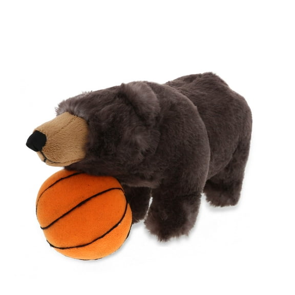 DolliBu Black Bear Stuffed Animal with Basketball Plush - Soft Plush Huggable Bear, Adorable Playtime Plush Toy, Cute Wildlife Gift, Basketball Plush Doll Animal Toy for Kids, Adults - 11 Inch
