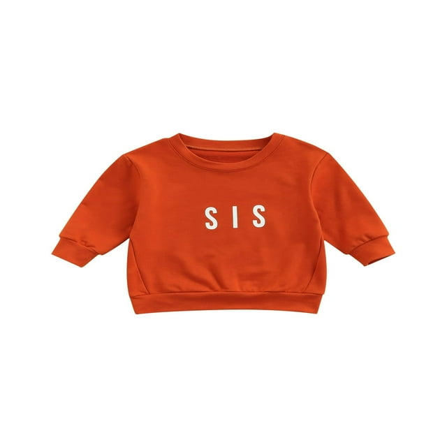 EIMELI Toddler Baby Boy Girl Letter Print Sweatshirt Long Sleeve Pullover Sweater Tops Brother Sister Matching Clothes Beige Bubba 3-4 Years