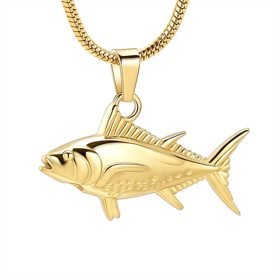 Fish Urn Necklace for Ashes for Men Women Memorial Jewelry Keepsake Necklace for Human/Pet Ashes
