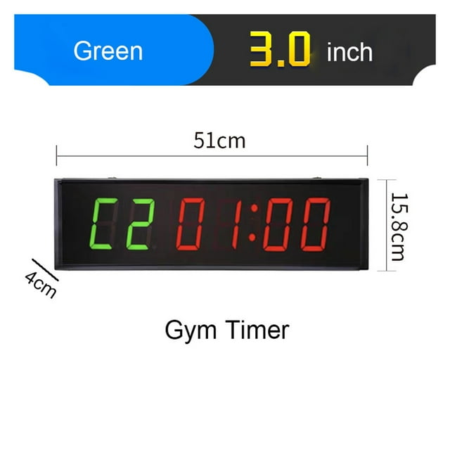 Minuterie à Intervalle LED pour Gym à Domicile, Compte à Rebours, Horloge, Chronomètre avec Télécommande, 1.8 Pouces