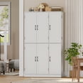 thumbnail image 5 of 67" Kitchen Pantry Storage Cabinet, Large Food Pantry with 5 Doors & 9 Adjustable Shelves, Buffet Hutch with Pull-Out Shelves & 3-Tier Door Shelves for Kitchen, Dining Room, 5 of 10