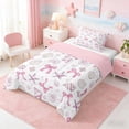 thumbnail image 2 of Manfei Pink White Starfish Seashell Bow Twin Comforter Sets for Kids Girls, Marine Animal Bedding Set, Pink Reversible 2 Pieces, 1 Comforter and 1 Pillowcase, 2 of 6