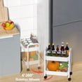 thumbnail image 4 of 2-Tier Rolling Cart Storage Organizer with Wheels, White - Multifunctional Utility Trolley for Office Home Kitchen, 4 of 6
