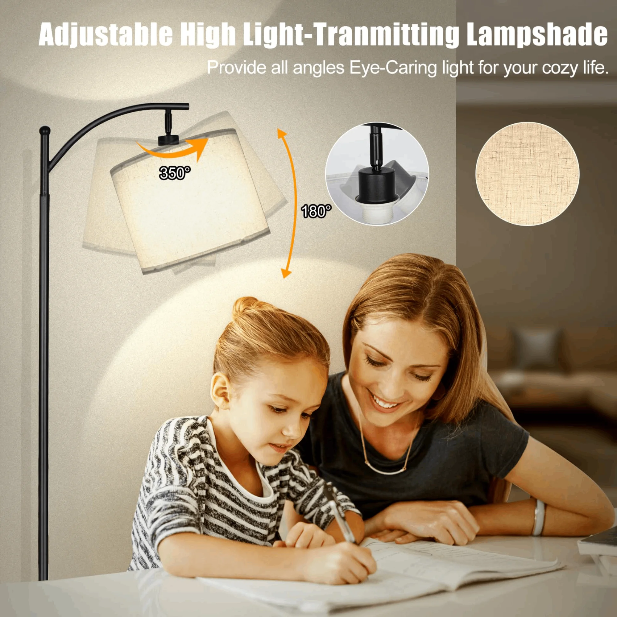 Open Box Elemore Home Standing Floor Lamp With Remote Control and 3 Color Temperatures