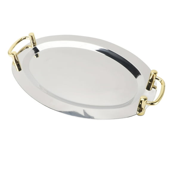 Stainless Steel Serving Tray, Serving Platter with Handles, Large Mirror Polish Sizzle Plate, Tea Drink Platter Snack Tray for Party, Buffet, Eating,