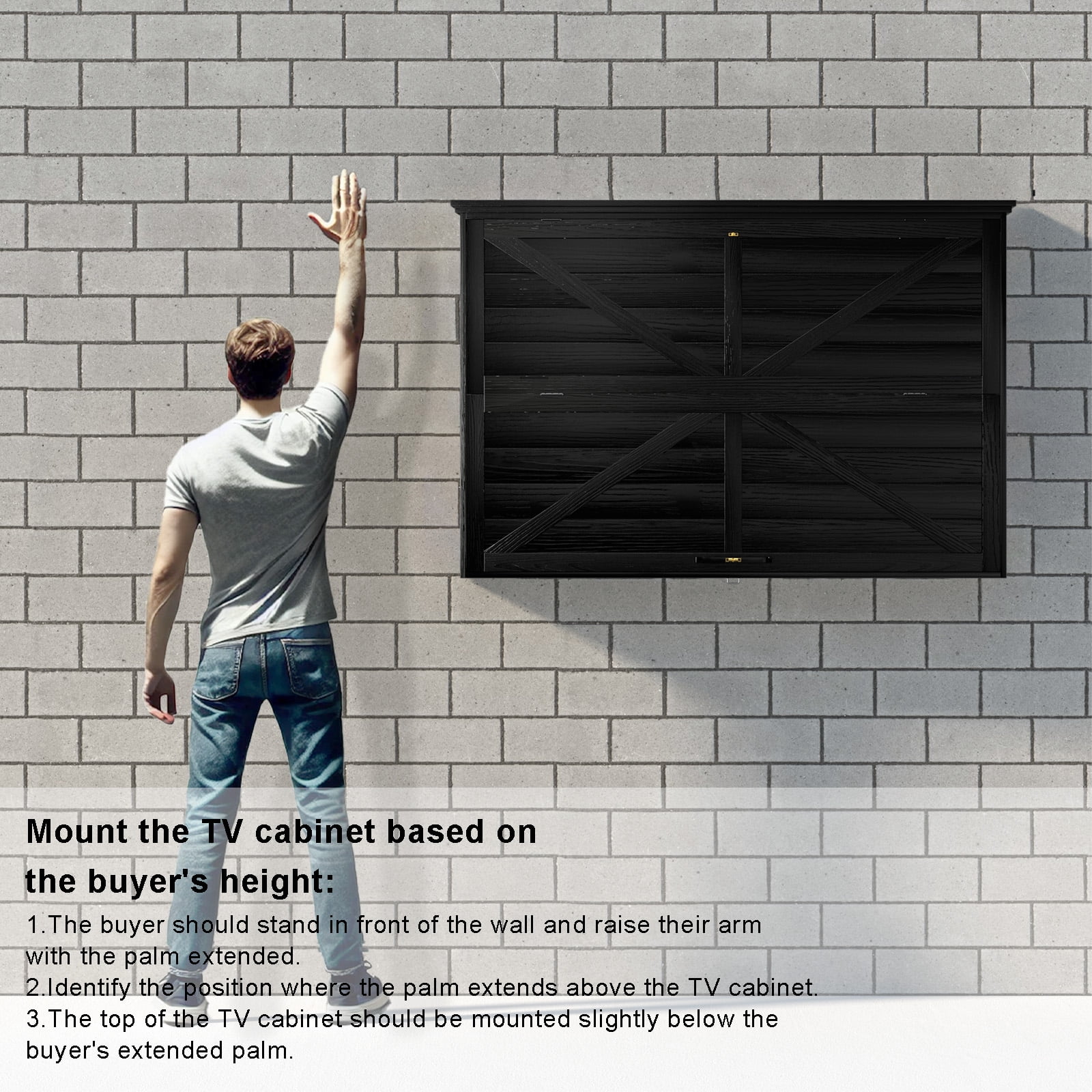 GDLF Outdoor TV Enclosure, 43-Inch Solid Wood Weatherproof TV Cover with Heavy-Duty Single-Arm Mount (Fits 32-43 inch), Black