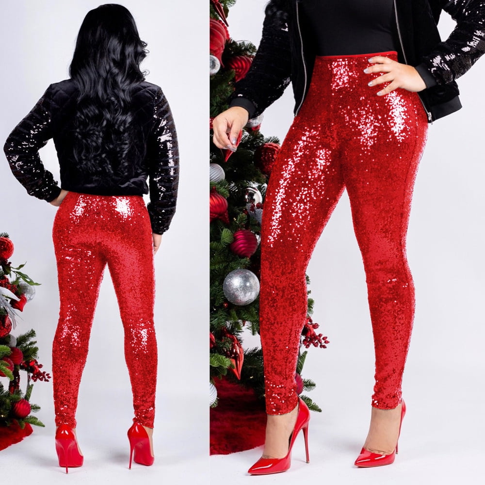 Trin hele hvid Women Plus Size Shiny Sequin Slim Leggings Pants Ladies Sexy Clubwear  Trousers Note Please Buy One Or Two Sizes Larger - Walmart.com