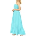 thumbnail image 2 of HAPPY BAY Women's Casual Tube Top Maxi Frill Dress Summer Beach Strapless Dresses for Women One Size Turquoise, Solid, 2 of 4