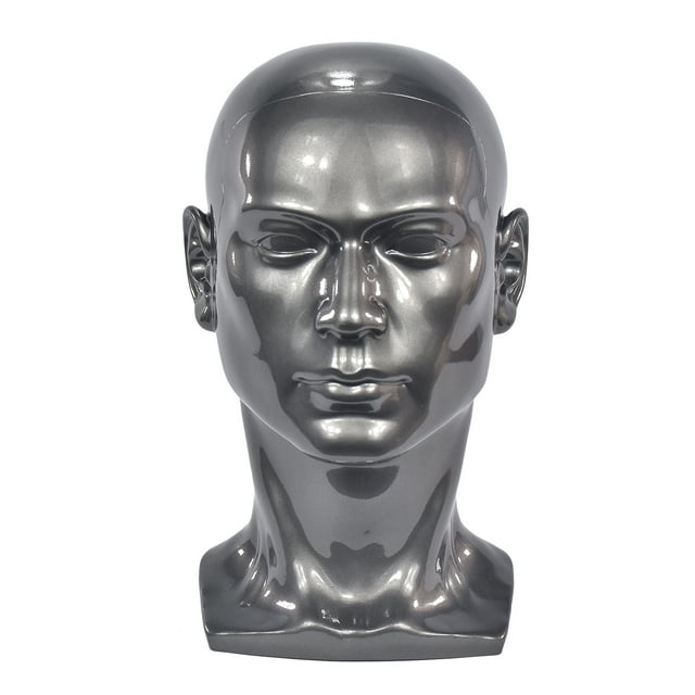 Cosmetología Cabeza masculina Cabeza de maniquí calva para hacer pelucas Exhibición de sombreros Exhibición de pelucas Gris Yuyangstore Cabeza de exhibición de peluca