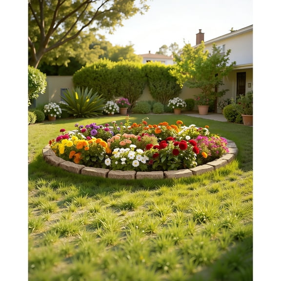VEVOR Faux Stone Landscape Edging, 46.4 x 2.2 in Realistic Lawn Edging, Flexible Brick-Sized Garden Edging Border with Anchoring Spikes, Fade-Resistant Yard Edging for Driveways Walkway Beige