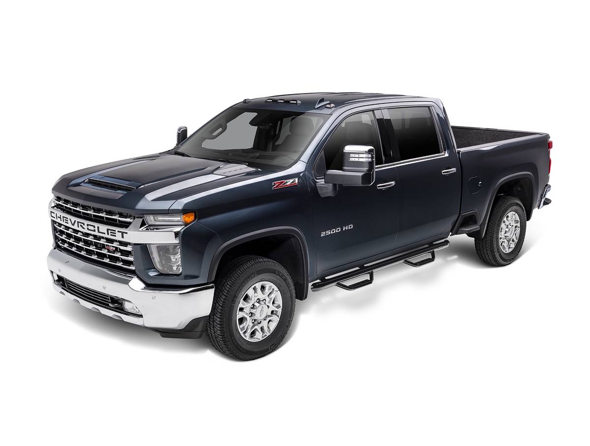 N-Fab Cab Length Gloss Black Nerf Steps Fit 2019-2023 Chevrolet Silverado/GMC Sierra 1500, 2020-2021 2500/3500 (Next Generation) Crew Cab