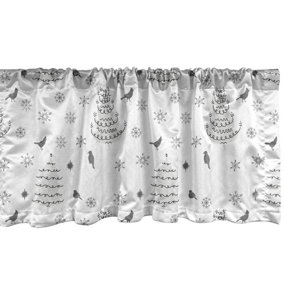 Ambesonne Christmas Valance Pack of 2, Winter Trees Snowflakes, 54"X12", Dark Grey and Pale Grey