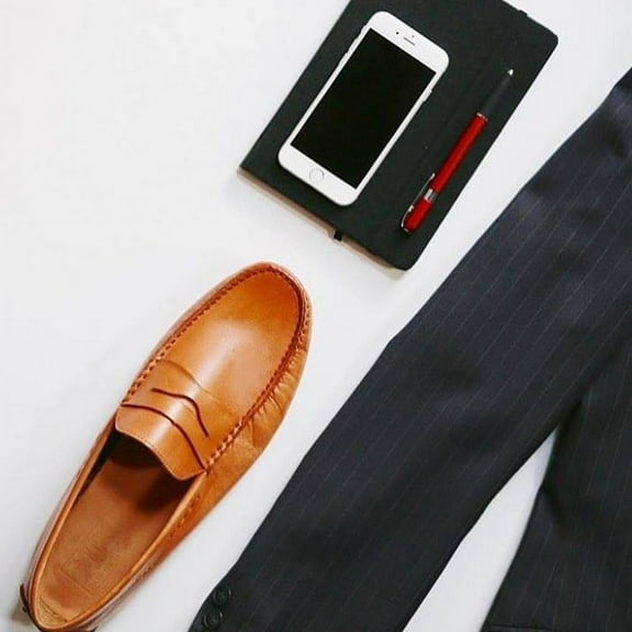 Pair of Kings Men's Royal Moccasins The Royal Leather Cognac Formal Moccasins (Cognac, 10)