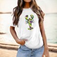 thumbnail image 2 of PMUYBHF Mode pour Femmes Hauts Décontractés Manches Courtes Col Rond T-Shirt Imprimé Ample 3934 L, 2 of 5