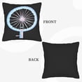 thumbnail image 6 of Set of 2 Decorative Throw Pillow Covers 18x18in - Modern Bicycle Wheel Design in Blue & Pink on Black Background for Couch Bed Car, 6 of 8