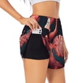 thumbnail image 3 of Lsque Colorful Floral Flamingo Printed Women's Running Shorts with Liner Pockets,Elastic Quick Dry Workout Athletic Gym Yoga Shorts,Womens High Waist Shorts-Medium, 3 of 9