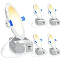 Ensenior 4 Pack 6 Inch LED Recessed Ceiling Light, Dimmable, 2700K-5000K 5CCT, 1050LM 12W 120V, High Brightness Canless Wafer Downlight - ETL&FCC&IC