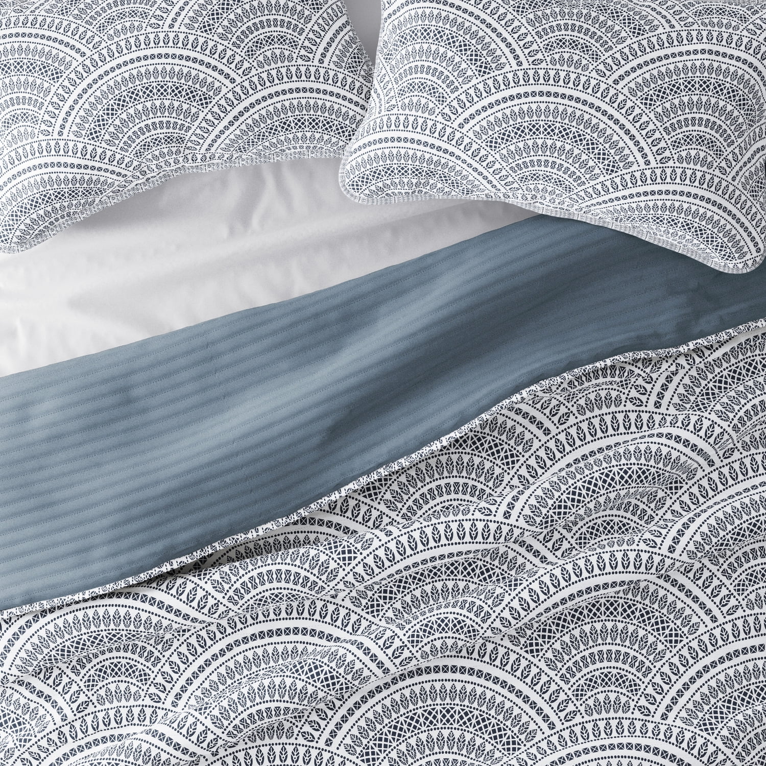 Woven Microfiber Ptd Quilt Bedding Set 3 Piece D/Q Blue Anchors main image 1