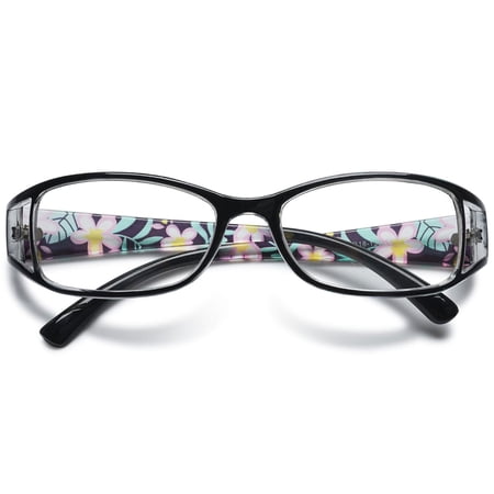 MAGIMODAC Women Reading Glasses Cateye Floral Fashion Plastic Eyeglasses Eyewear Readers (1 Pcs Black Reading Glasses, +1.0)