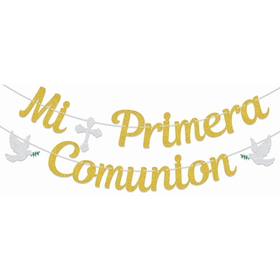 Mi Primera Comunion Banner First Communion Decorations First Holy Communion Banner Christening Decorations Baptism Decor Gold