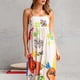 thumbnail image 4 of Nuevo vestido de tirantes sin mangas estampado con posicionamiento de tirantes para mujer sexy con dobladillo grande, 4 of 6