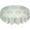 thumbnail image 2 of Teal Ethnic Boho Round Tablecloth 60 Inch - Waterproof Fabric Table Cloth Protector, Vintage Mexican Flowers Southwestern Tablecloths Washable Table Cover for Kitchen Banquet Coffee Table, 2 of 6