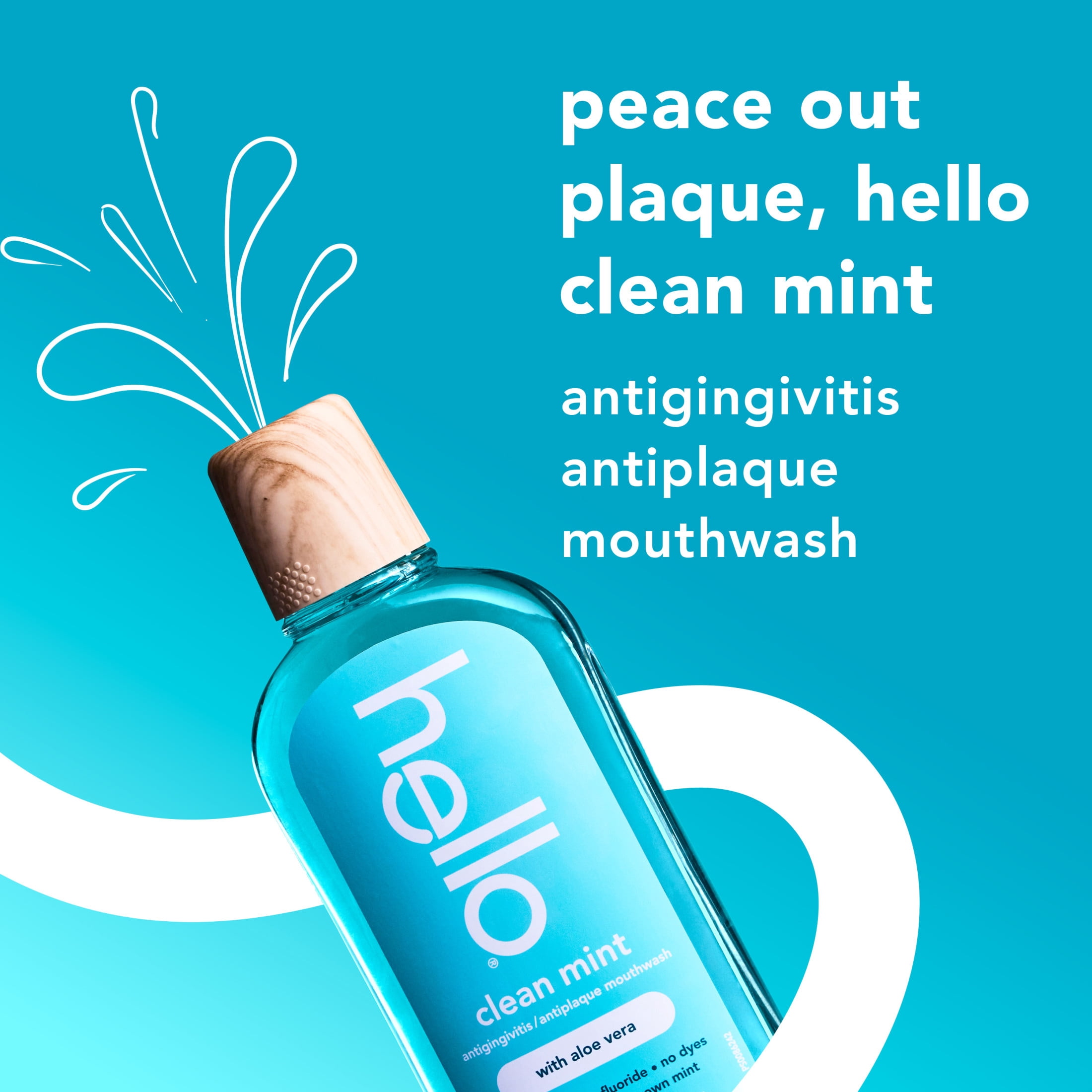 hello Clean Mint Alcohol Free Mouthwash with Aloe Vera, Fluoride Free Gum Mouthwash, 17.6 fl oz