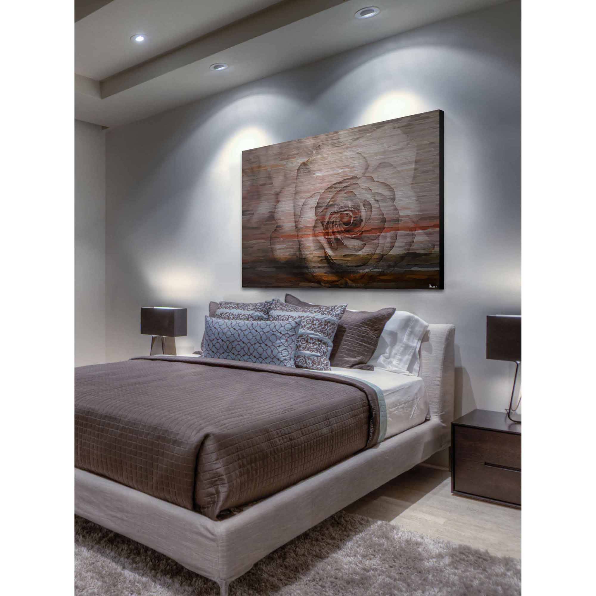 Parvez Taj  'Sleeping Rose' Painting Print on Brushed Aluminum 18 x 12