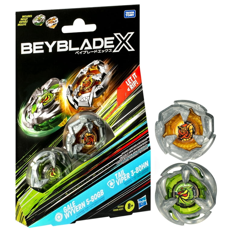 Beyblade X Gale Wyvern 5-80GB and Tail Viper 3-80HN Top Dual Pack