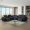 Black1, variant on Modern Style Sectional with 1 Console (Reading Light), Wedge with Bluetooth speaker, LED and Lifting wine cabinet - White