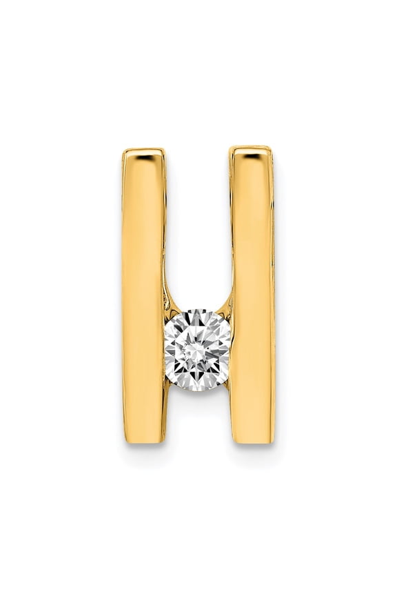 14K Yellow Gold Charm Pendant Slide Only Center Stone 18 mm 9
