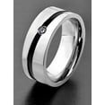 thumbnail image 2 of West Coast Jewelry Men's Cubic Zirconia Diagonally Striped Stainless Steel Ring, 2 of 5