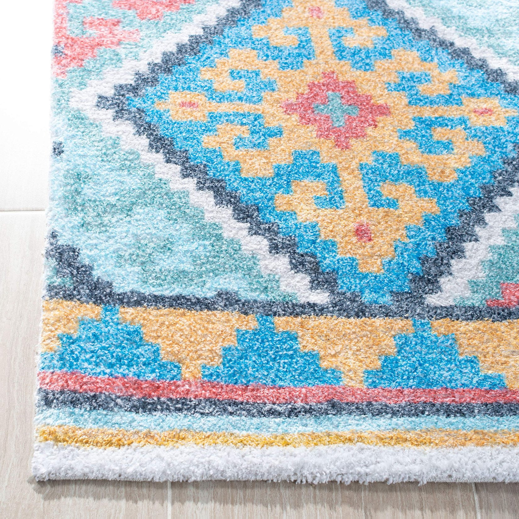 SAFAVIEH Saffron Franklin Geometric Area Rug, Blue/Aqua, 4' x 6'