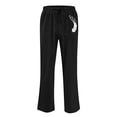 thumbnail image 5 of OSOLU Men All Season Fit Pant Casual Solid Color Feather Painting Cotton Linen Loose Plus Size Trouser Fashion Beach Pockets Pant Fashionable Classic Leisure Bottoms, 5 of 5