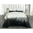 thumbnail image 3 of Ambesonne Forest Quilted Bedspread Set 3 Pcs, Abstract Wild Spruces, Queen Size, Black Grey White, 3 of 5