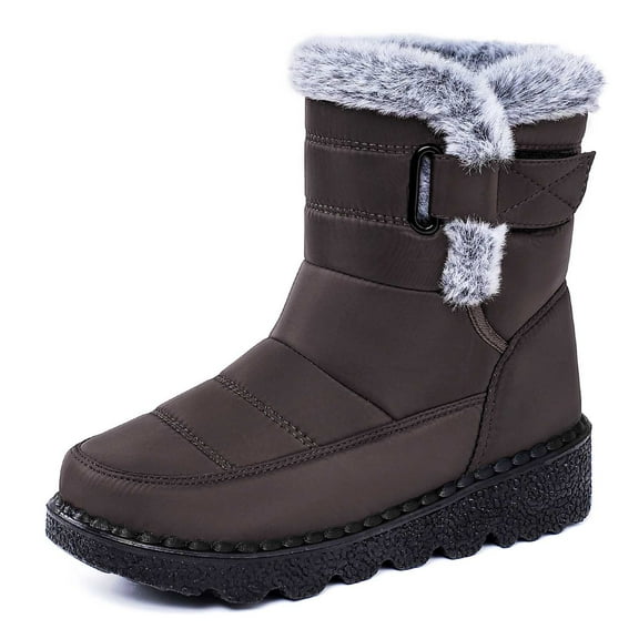 YAYUBA Women Snow Boots Coffee Women's Winter Boots High Top Thickened Casual Warm Footwear for Outdoor Adventures And Comfort Sole Design